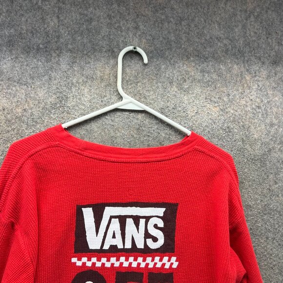 Vans Shirt Womens Small Red Waffle Knit Cropped Top Thermal Long Sleeve - Picture 3 of 10